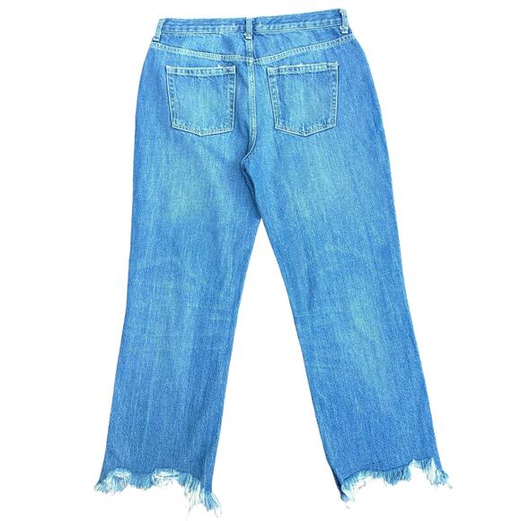 Free People Maggie Cropped Jeans 29 Mid Rise Straight Leg Distressed Boho Casual - Picture 4 of 9
